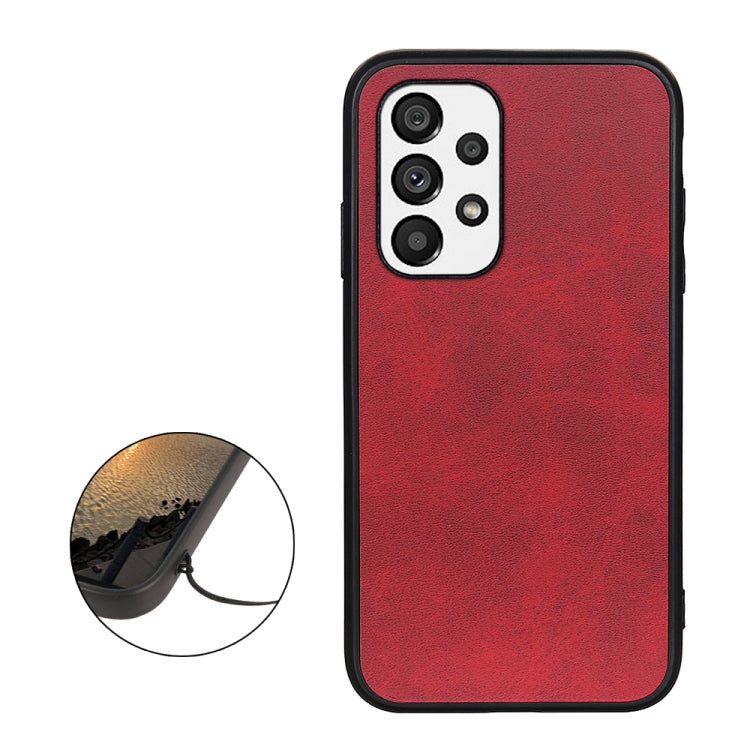 For Samsung Galaxy A73 5G Accurate Hole Two-color Calf Texture PU Phone Case