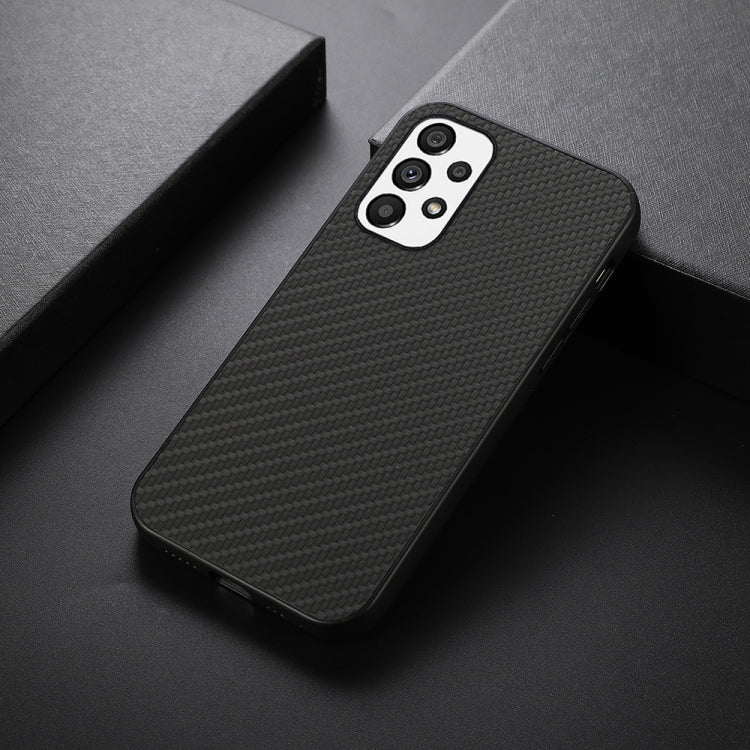 For Samsung Galaxy A73 5G Accurate Hole Carbon Fiber Texture PU Phone Case