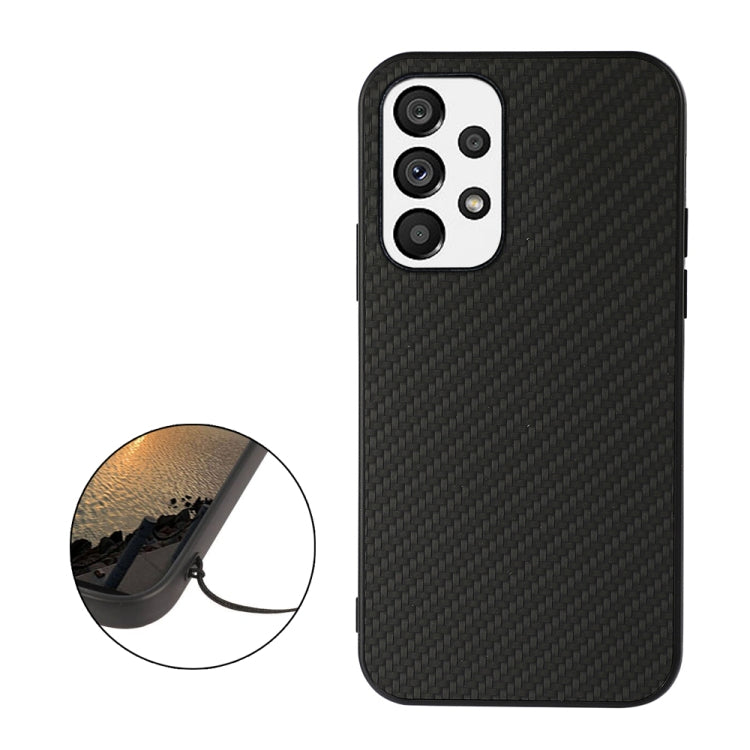 For Samsung Galaxy A73 5G Accurate Hole Carbon Fiber Texture PU Phone Case