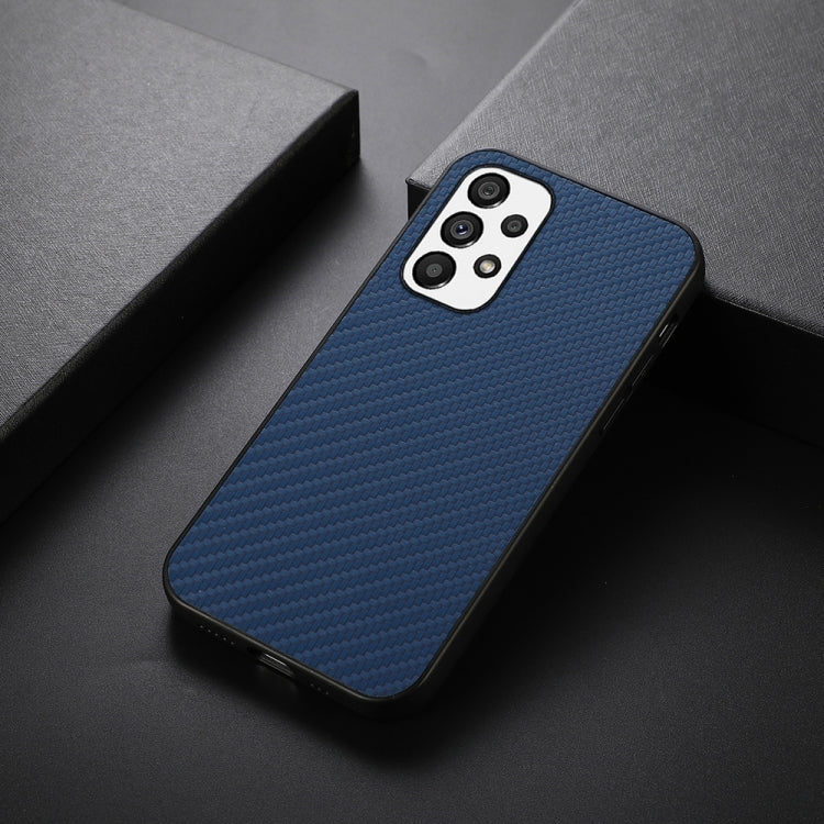 For Samsung Galaxy A73 5G Accurate Hole Carbon Fiber Texture PU Phone Case