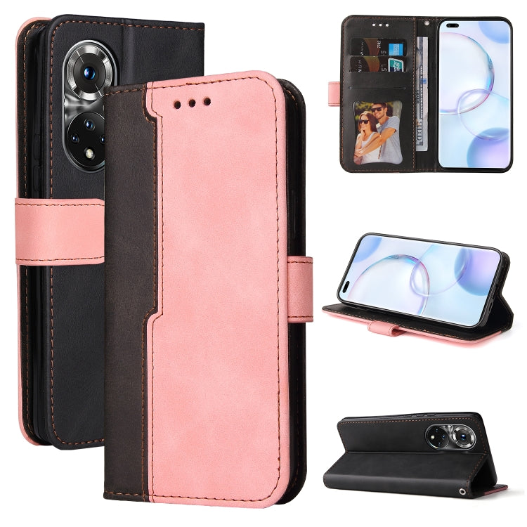 For Huawei Nova 9 Pro/Honor 50 Pro Stitching-Color Horizontal Flip Leather Case