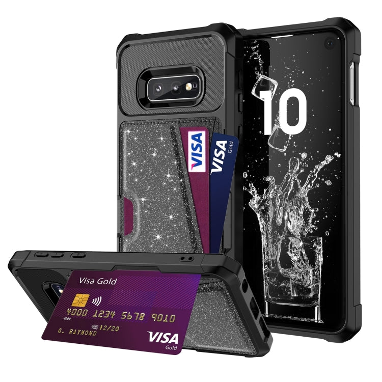For Samsung Galaxy S10e Glitter Magnetic Card Bag Phone Case