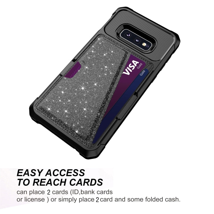 For Samsung Galaxy S10e Glitter Magnetic Card Bag Phone Case