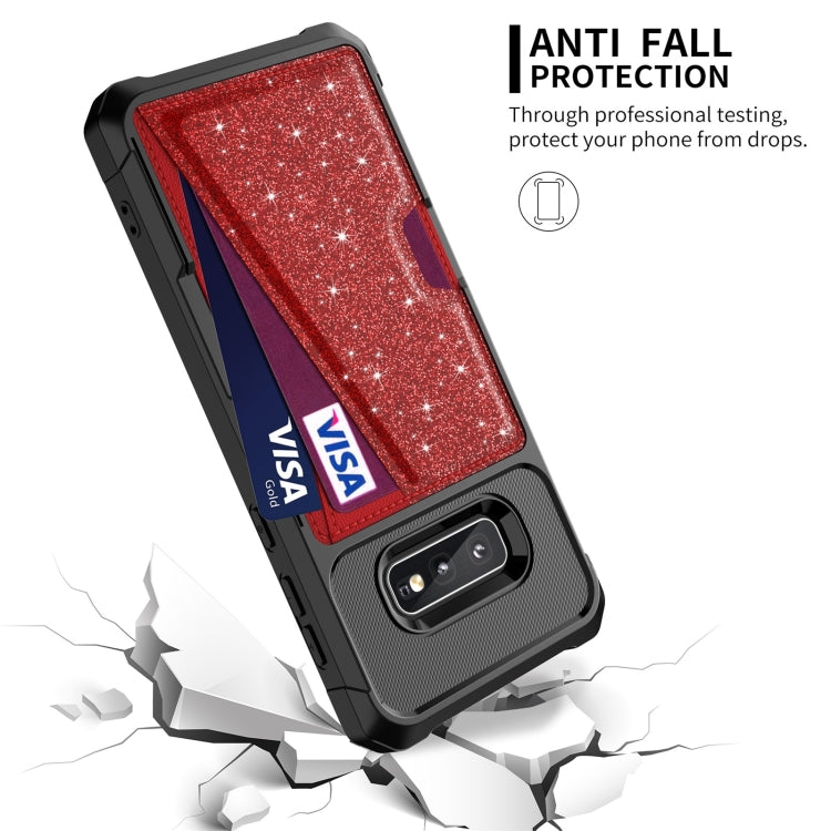 For Samsung Galaxy S10e Glitter Magnetic Card Bag Phone Case