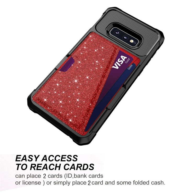 For Samsung Galaxy S10e Glitter Magnetic Card Bag Phone Case