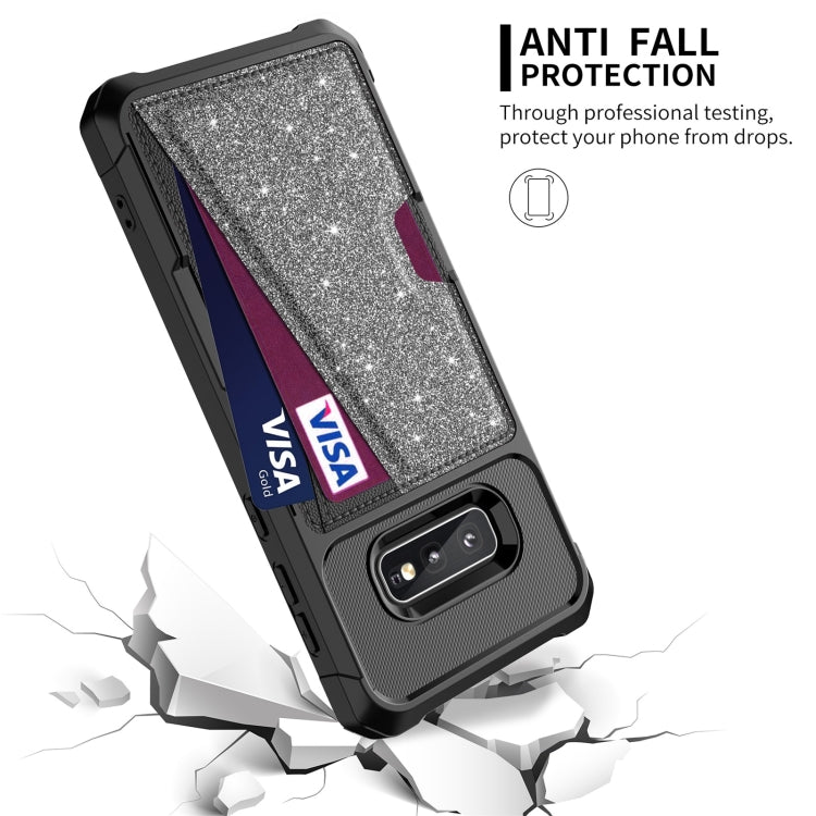 For Samsung Galaxy S10e Glitter Magnetic Card Bag Phone Case