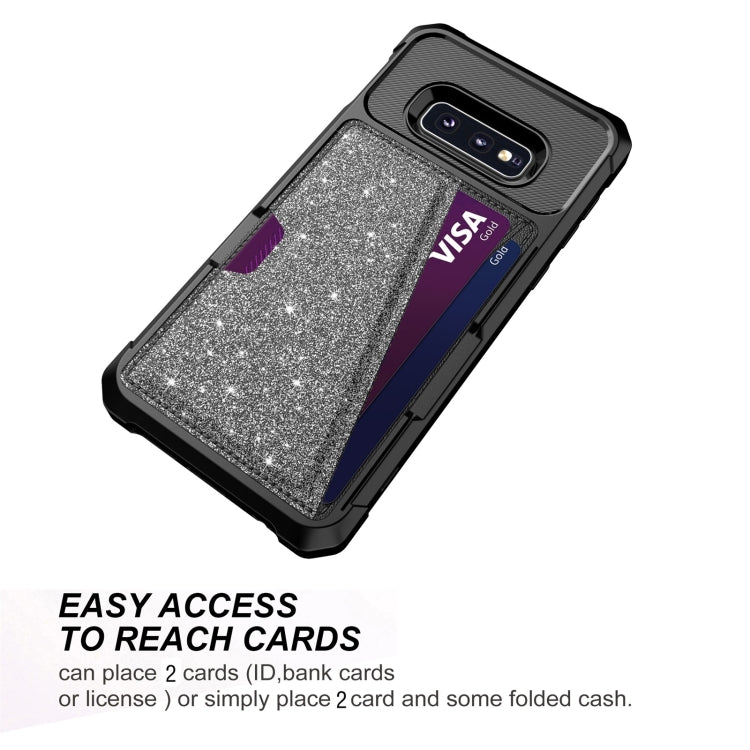 For Samsung Galaxy S10e Glitter Magnetic Card Bag Phone Case