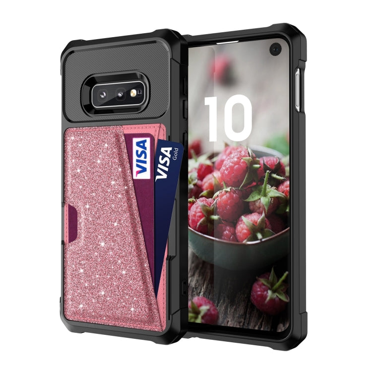 For Samsung Galaxy S10e Glitter Magnetic Card Bag Phone Case