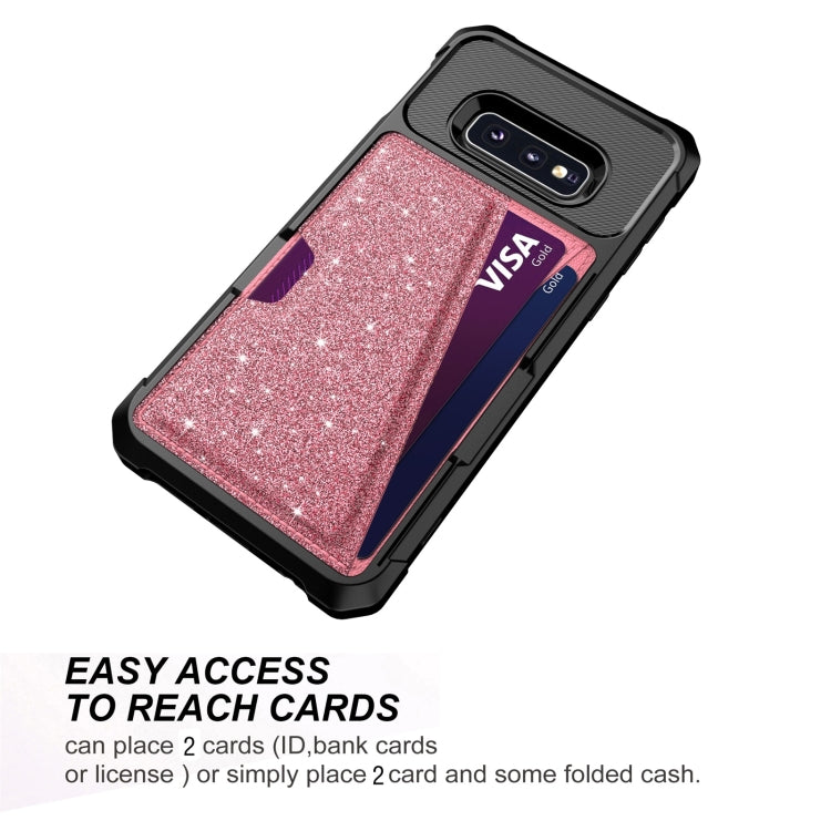 For Samsung Galaxy S10e Glitter Magnetic Card Bag Phone Case
