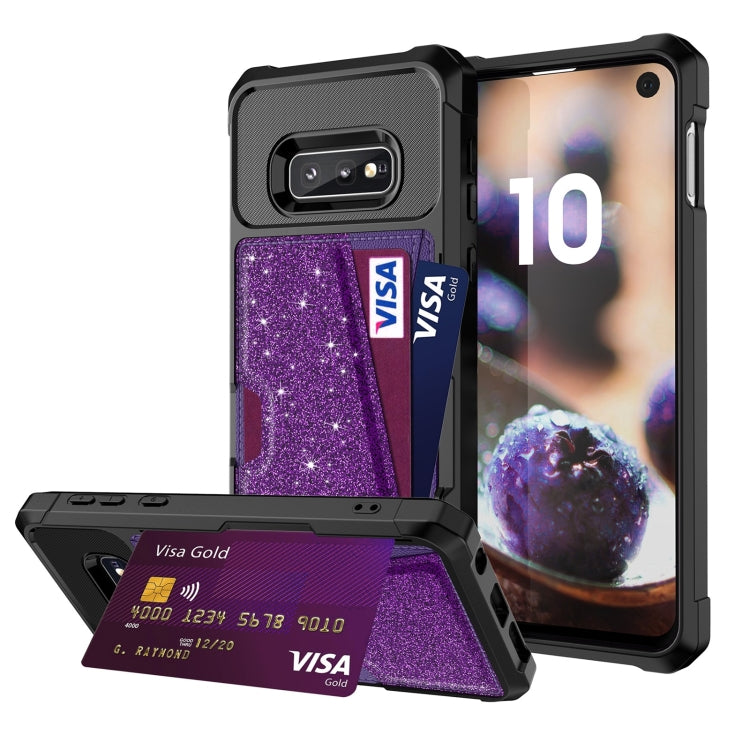 For Samsung Galaxy S10e Glitter Magnetic Card Bag Phone Case