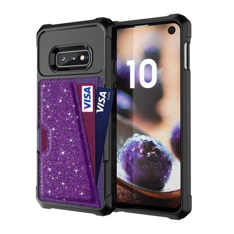 For Samsung Galaxy S10e Glitter Magnetic Card Bag Phone Case