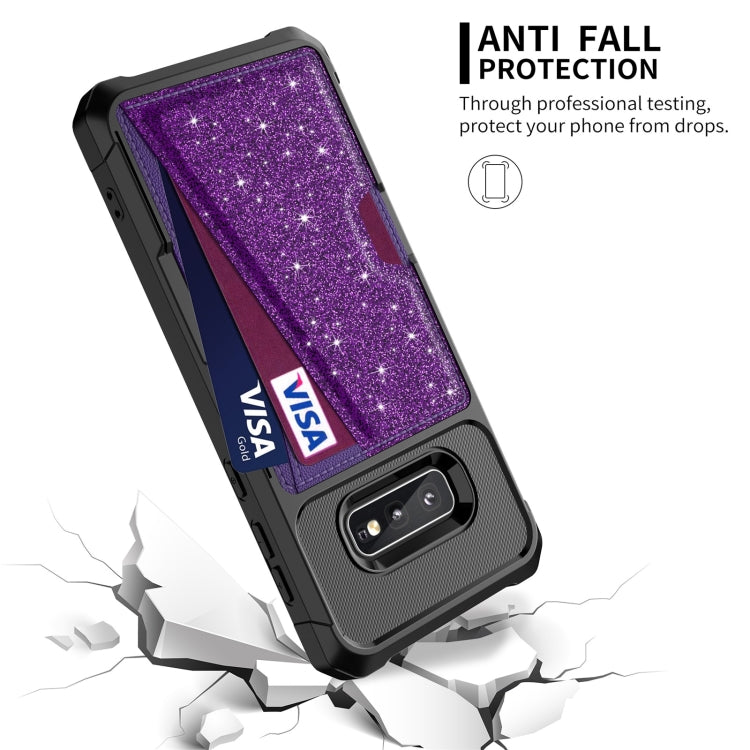 For Samsung Galaxy S10e Glitter Magnetic Card Bag Phone Case