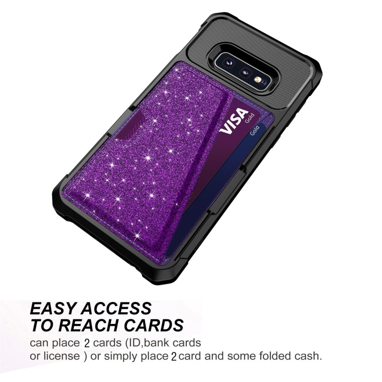 For Samsung Galaxy S10e Glitter Magnetic Card Bag Phone Case