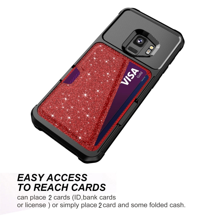 For Samsung Galaxy S9 Glitter Magnetic Card Bag Phone Case