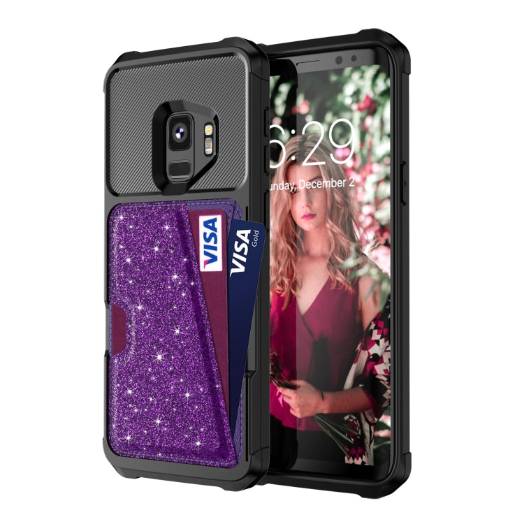For Samsung Galaxy S9 Glitter Magnetic Card Bag Phone Case