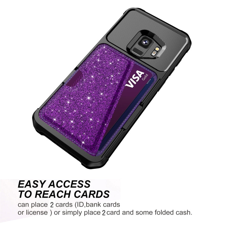 For Samsung Galaxy S9 Glitter Magnetic Card Bag Phone Case