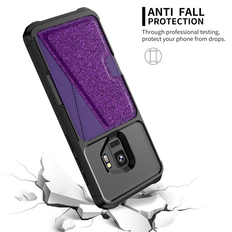 For Samsung Galaxy S9 Glitter Magnetic Card Bag Phone Case
