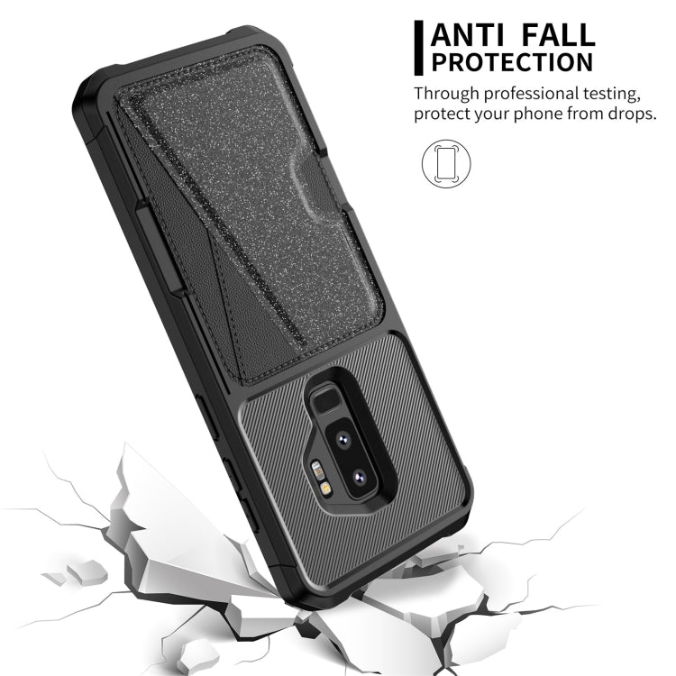 For Samsung Galaxy S9+ Glitter Magnetic Card Bag Phone Case