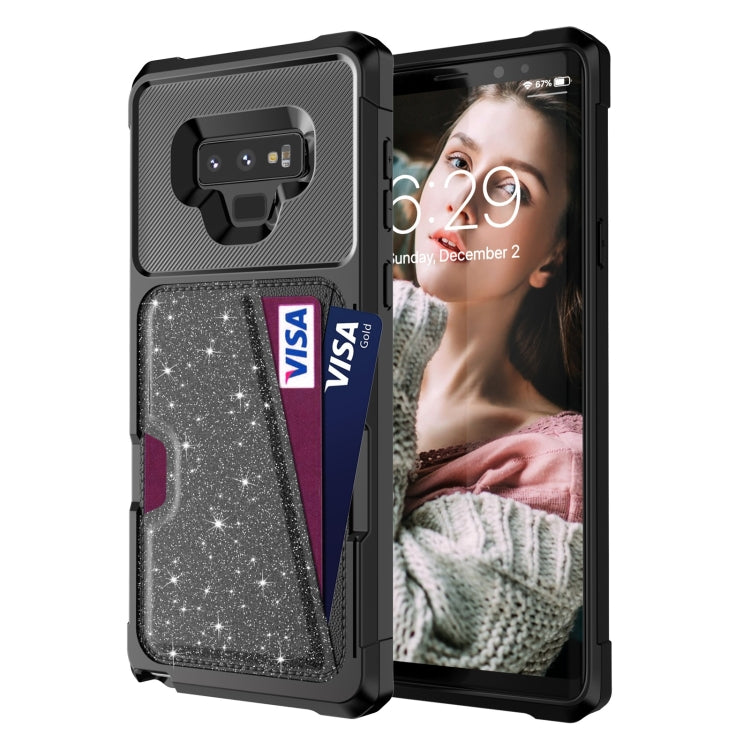 For Samsung Galaxy Note9 Glitter Magnetic Card Bag Phone Case