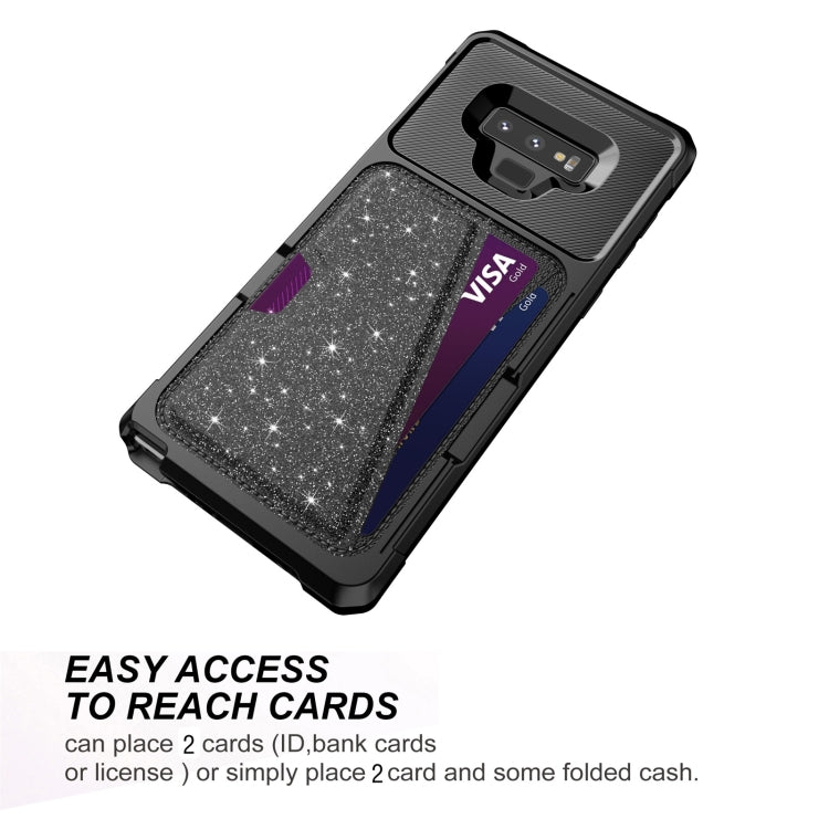 For Samsung Galaxy Note9 Glitter Magnetic Card Bag Phone Case