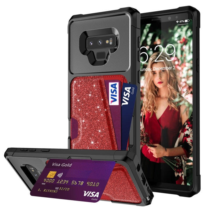 For Samsung Galaxy Note9 Glitter Magnetic Card Bag Phone Case