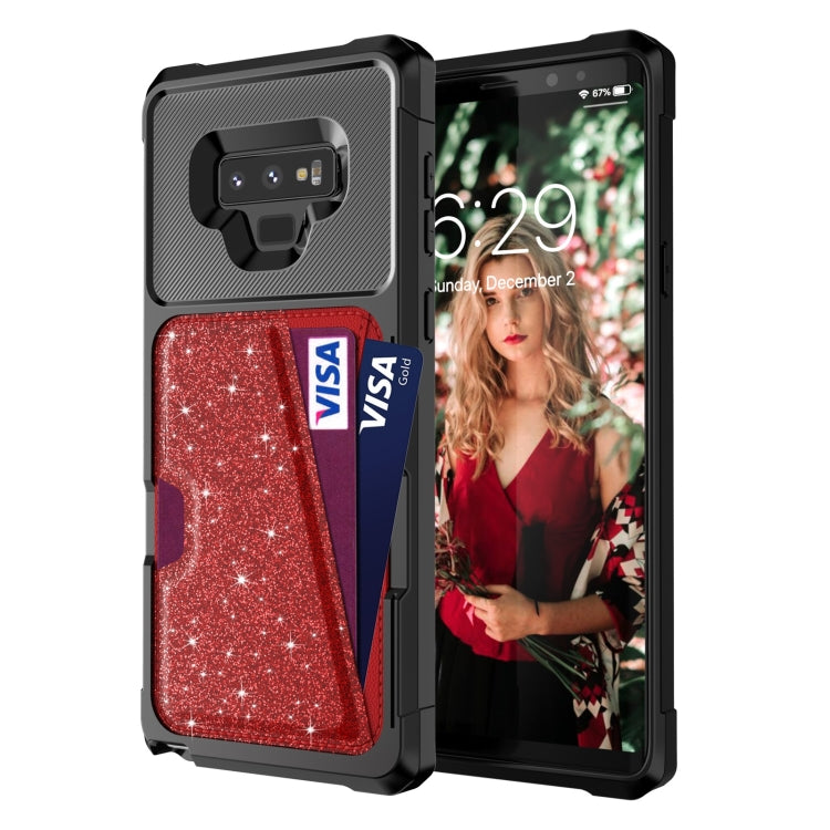 For Samsung Galaxy Note9 Glitter Magnetic Card Bag Phone Case