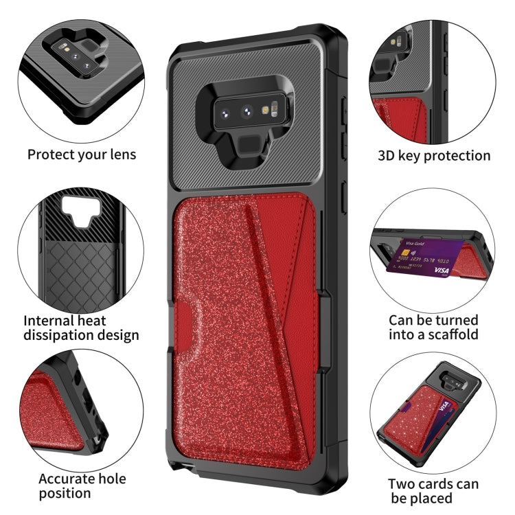 For Samsung Galaxy Note9 Glitter Magnetic Card Bag Phone Case
