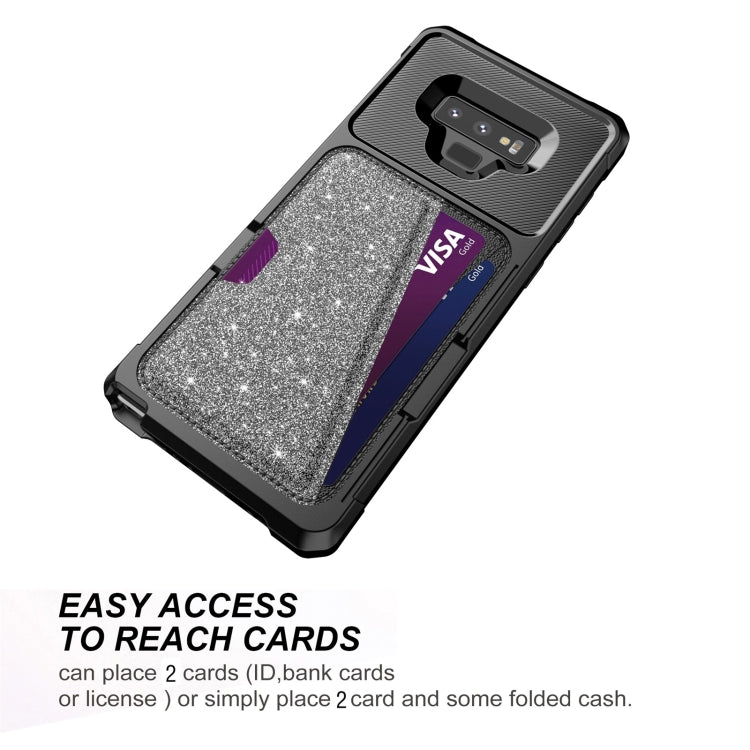 For Samsung Galaxy Note9 Glitter Magnetic Card Bag Phone Case