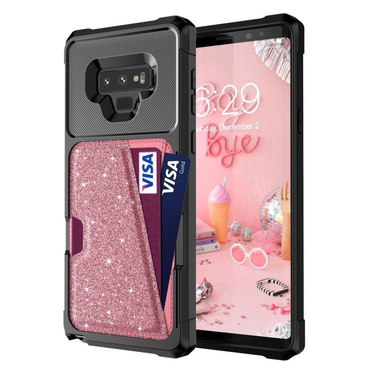 For Samsung Galaxy Note9 Glitter Magnetic Card Bag Phone Case