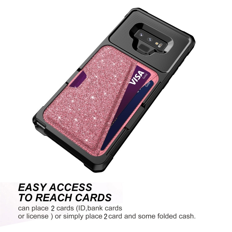 For Samsung Galaxy Note9 Glitter Magnetic Card Bag Phone Case