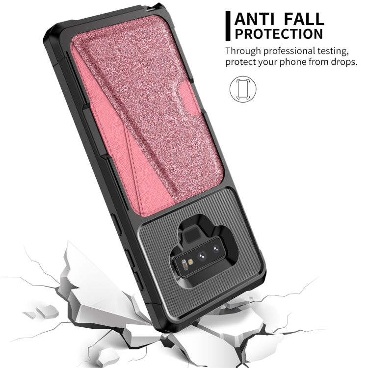 For Samsung Galaxy Note9 Glitter Magnetic Card Bag Phone Case