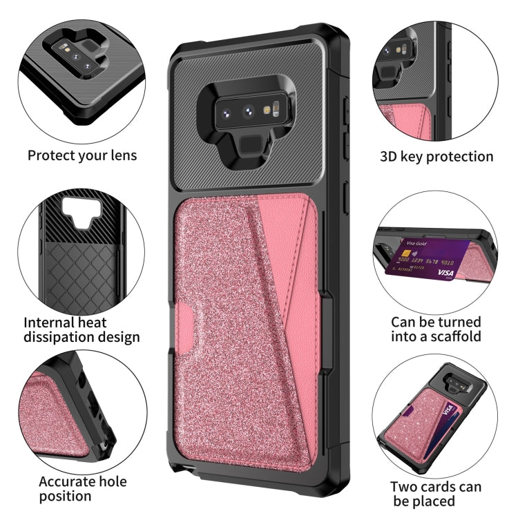For Samsung Galaxy Note9 Glitter Magnetic Card Bag Phone Case