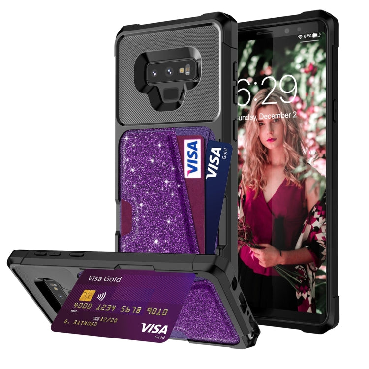 For Samsung Galaxy Note9 Glitter Magnetic Card Bag Phone Case