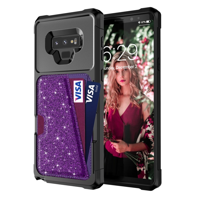 For Samsung Galaxy Note9 Glitter Magnetic Card Bag Phone Case