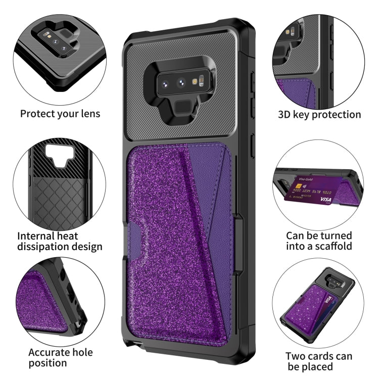 For Samsung Galaxy Note9 Glitter Magnetic Card Bag Phone Case