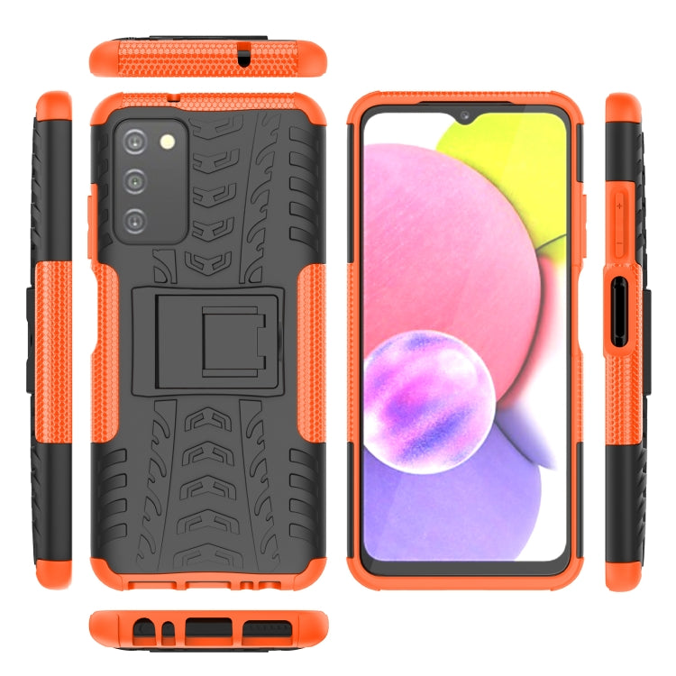 For Samsung Galaxy A03S 2022 165.8mm US Tire Texture TPU + PC Phone Case with Holder