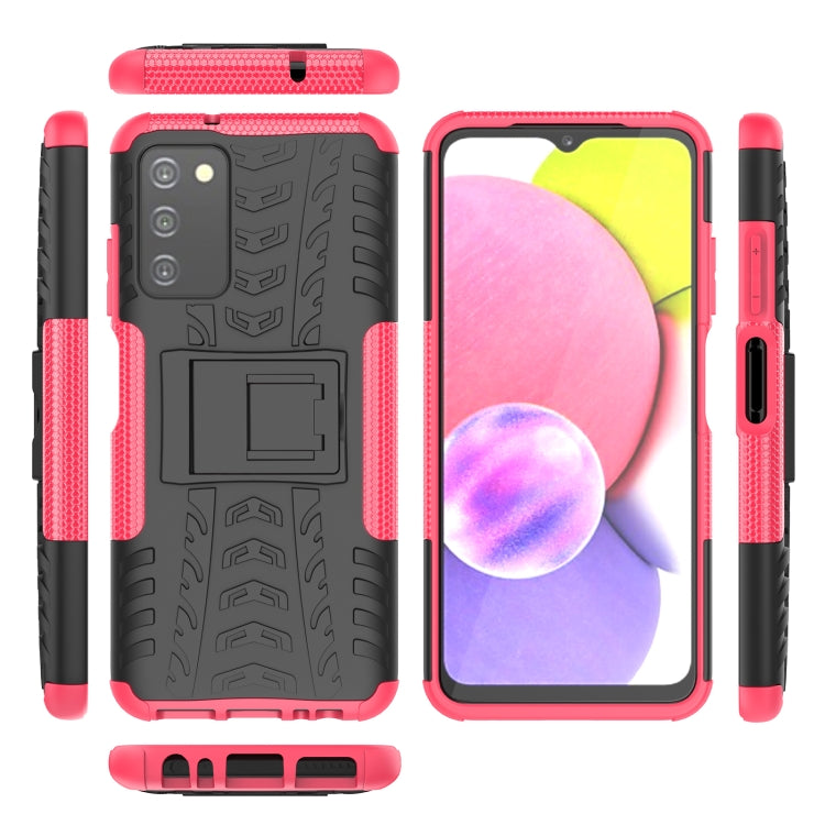 For Samsung Galaxy A03S 2022 165.8mm US Tire Texture TPU + PC Phone Case with Holder