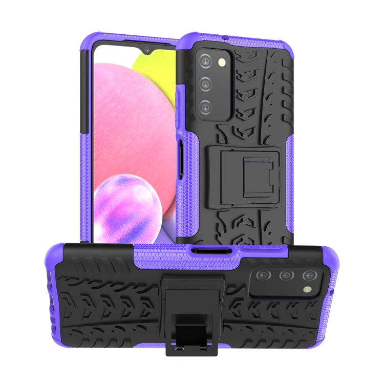 For Samsung Galaxy A03S 2022 165.8mm US Tire Texture TPU + PC Phone Case with Holder
