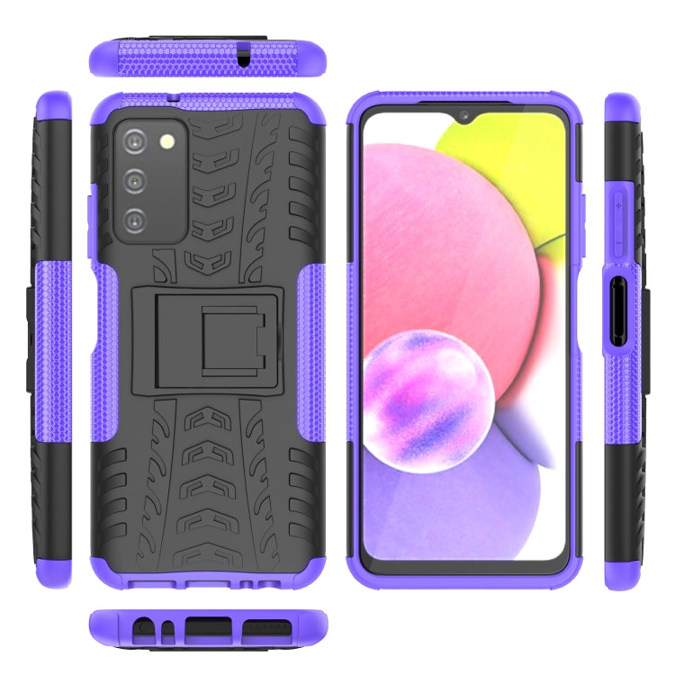For Samsung Galaxy A03S 2022 165.8mm US Tire Texture TPU + PC Phone Case with Holder