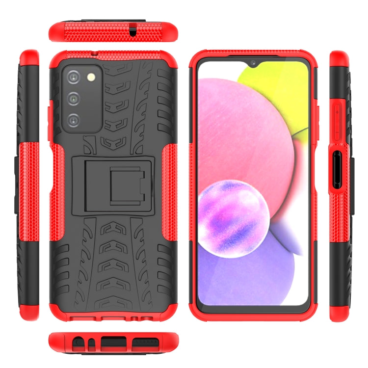 For Samsung Galaxy A03S 2022 165.8mm US Tire Texture TPU + PC Phone Case with Holder