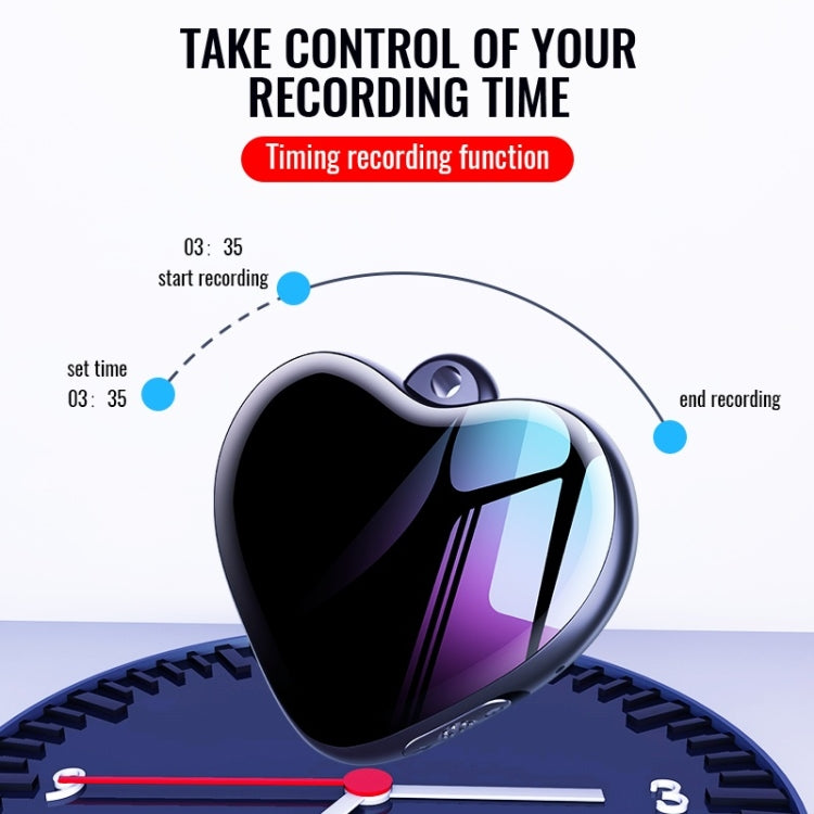 Q66 Heart Pendant Smart HD Noise Reduction Voice Control Recording Pen, Capacity:16GB