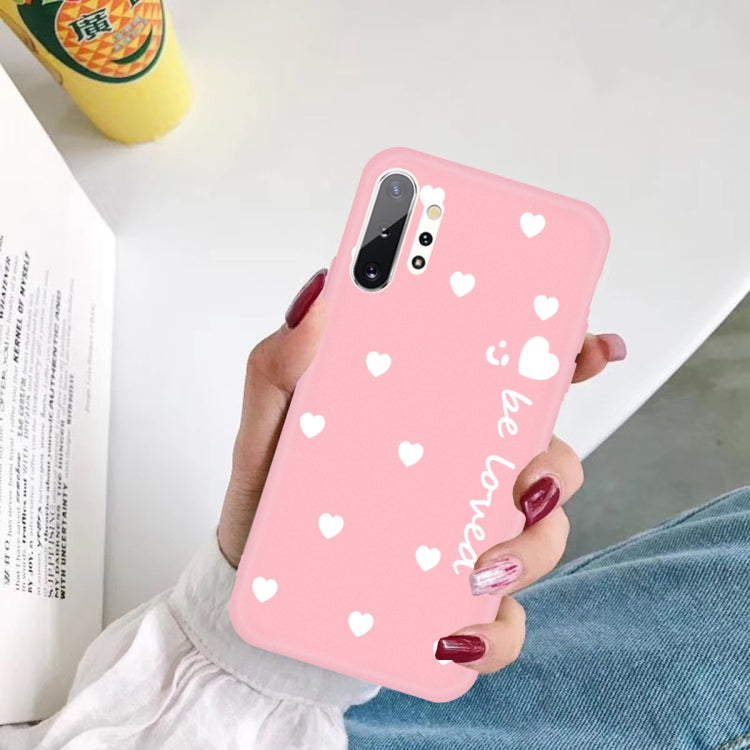 For Galaxy Note10+ Smiling Love Heart Pattern Frosted TPU Protective Case