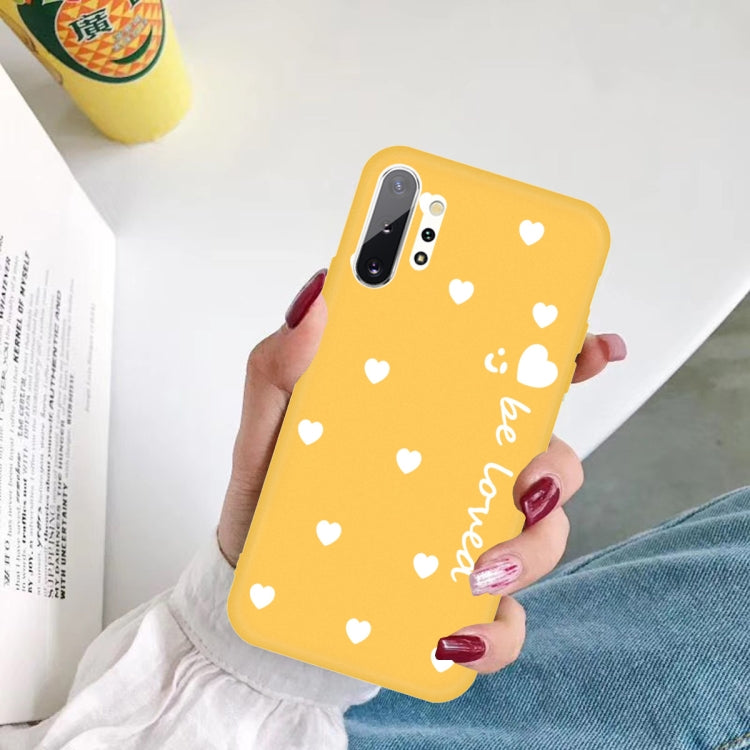 For Galaxy Note10+ Smiling Love Heart Pattern Frosted TPU Protective Case