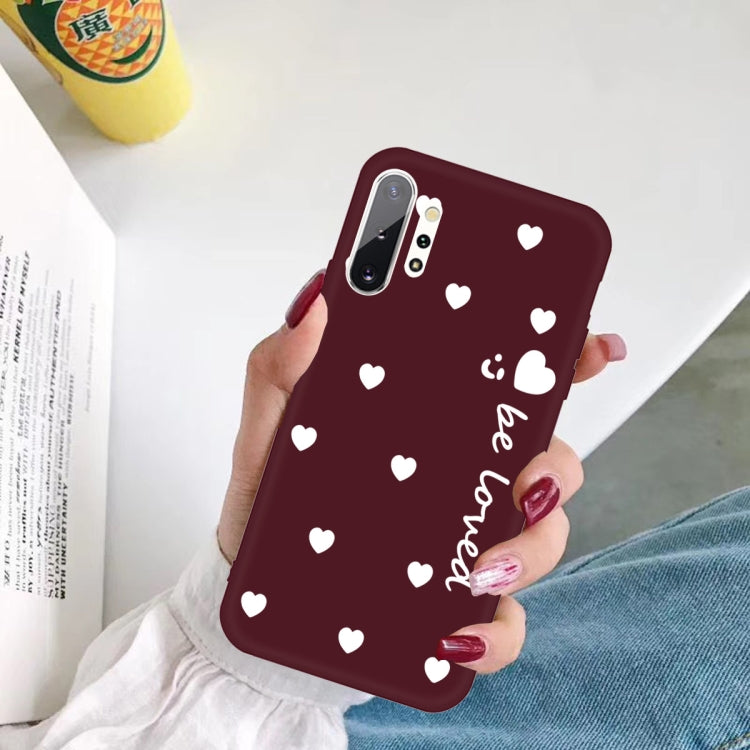 For Galaxy Note10+ Smiling Love Heart Pattern Frosted TPU Protective Case