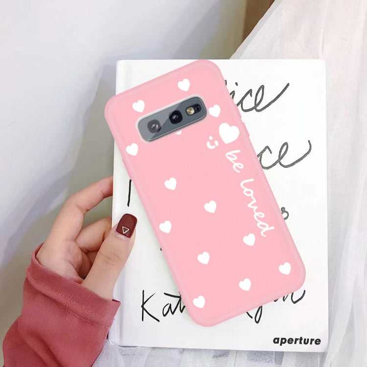 For Galaxy S10 Smiling Love Heart Pattern Frosted TPU Protective Case
