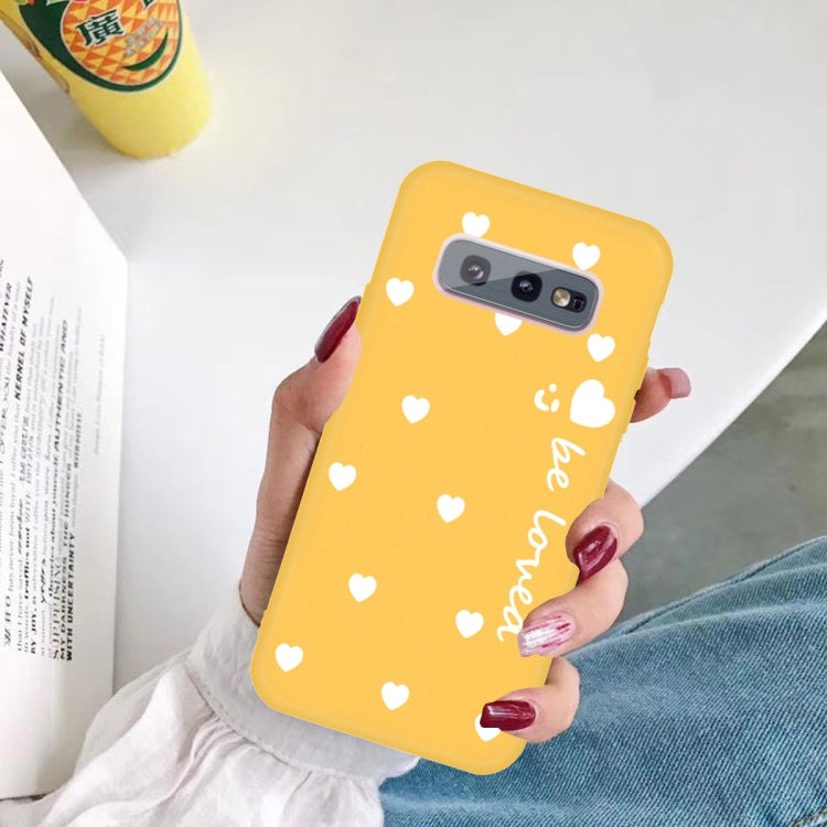For Galaxy S10 Smiling Love Heart Pattern Frosted TPU Protective Case