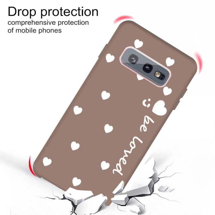For Galaxy S10 Smiling Love Heart Pattern Frosted TPU Protective Case