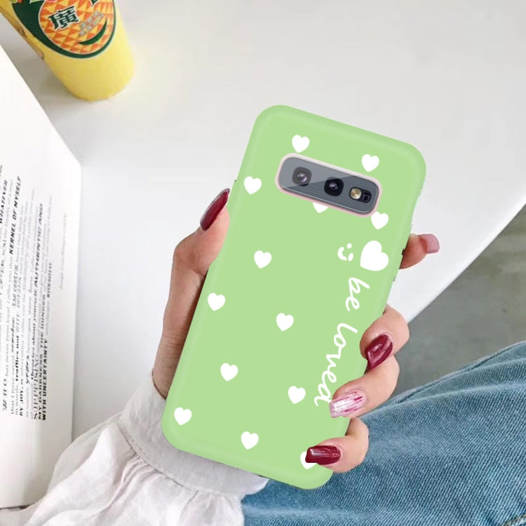 For Galaxy S10 Smiling Love Heart Pattern Frosted TPU Protective Case