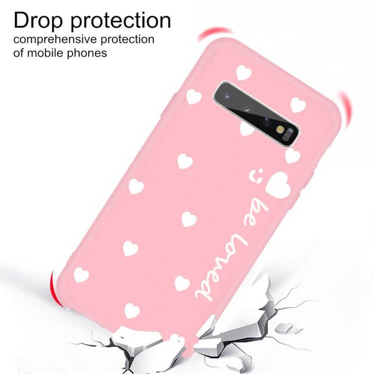 For Galaxy S10+ Smiling Love Heart Pattern Frosted TPU Protective Case