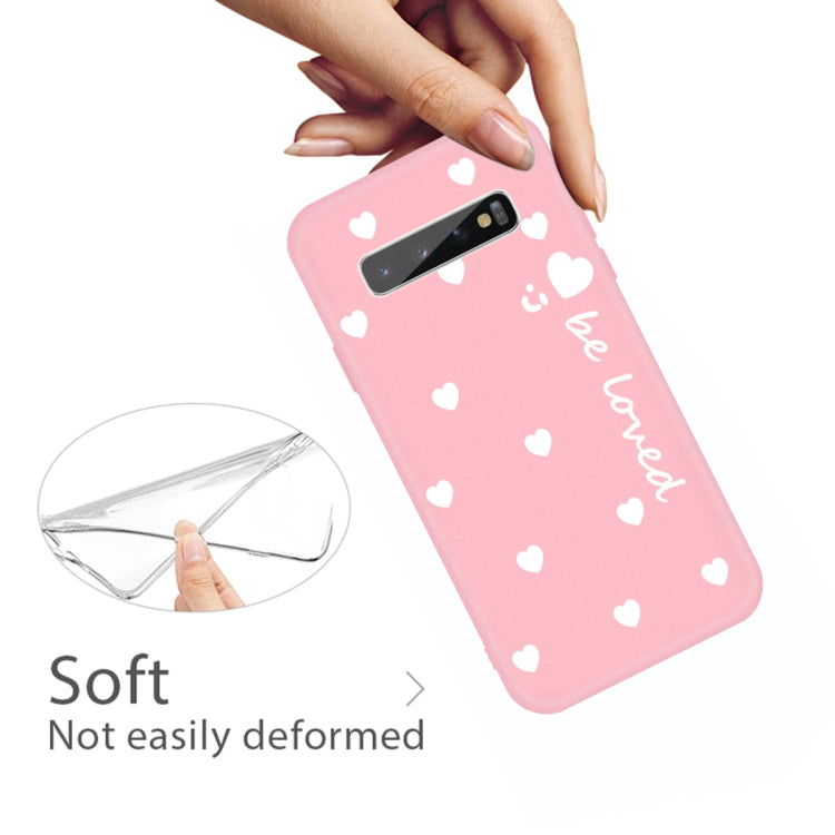 For Galaxy S10+ Smiling Love Heart Pattern Frosted TPU Protective Case